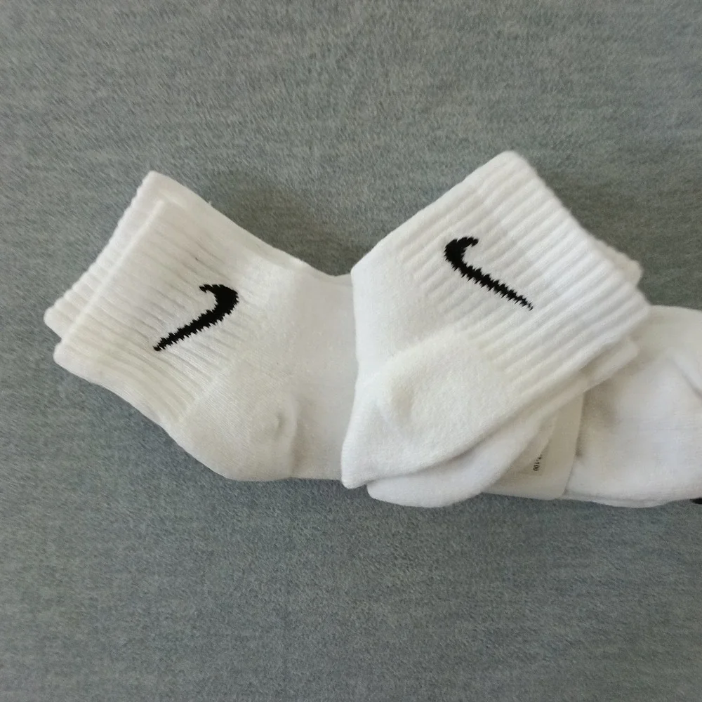 Nike Everyday Cotton Cushioned Ankle Socks 3 Pair White Dri-FIT SX7667-100 Large